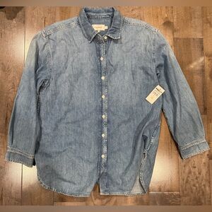 NWT Beach Clean Frame Denim Medium Blue Casual Button Down Shirt